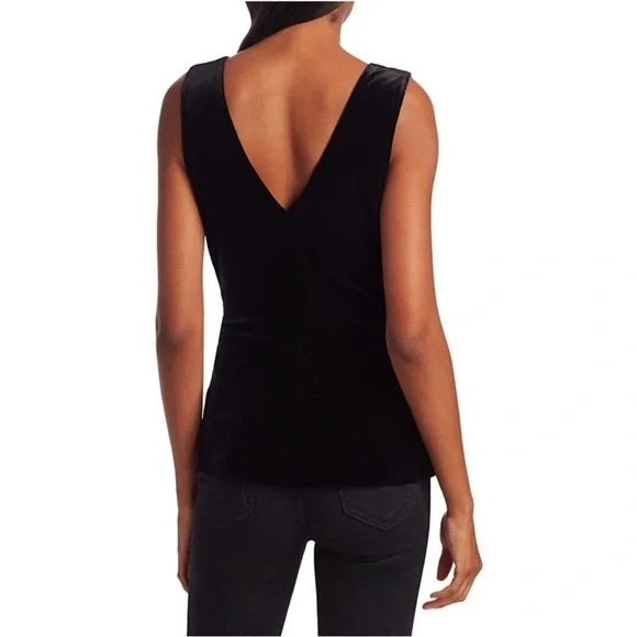 Bailey 44 Eva Sequin Velvet Surplice Wrap Tank Top Large Black Sparkly Sexy - Picture 4 of 16